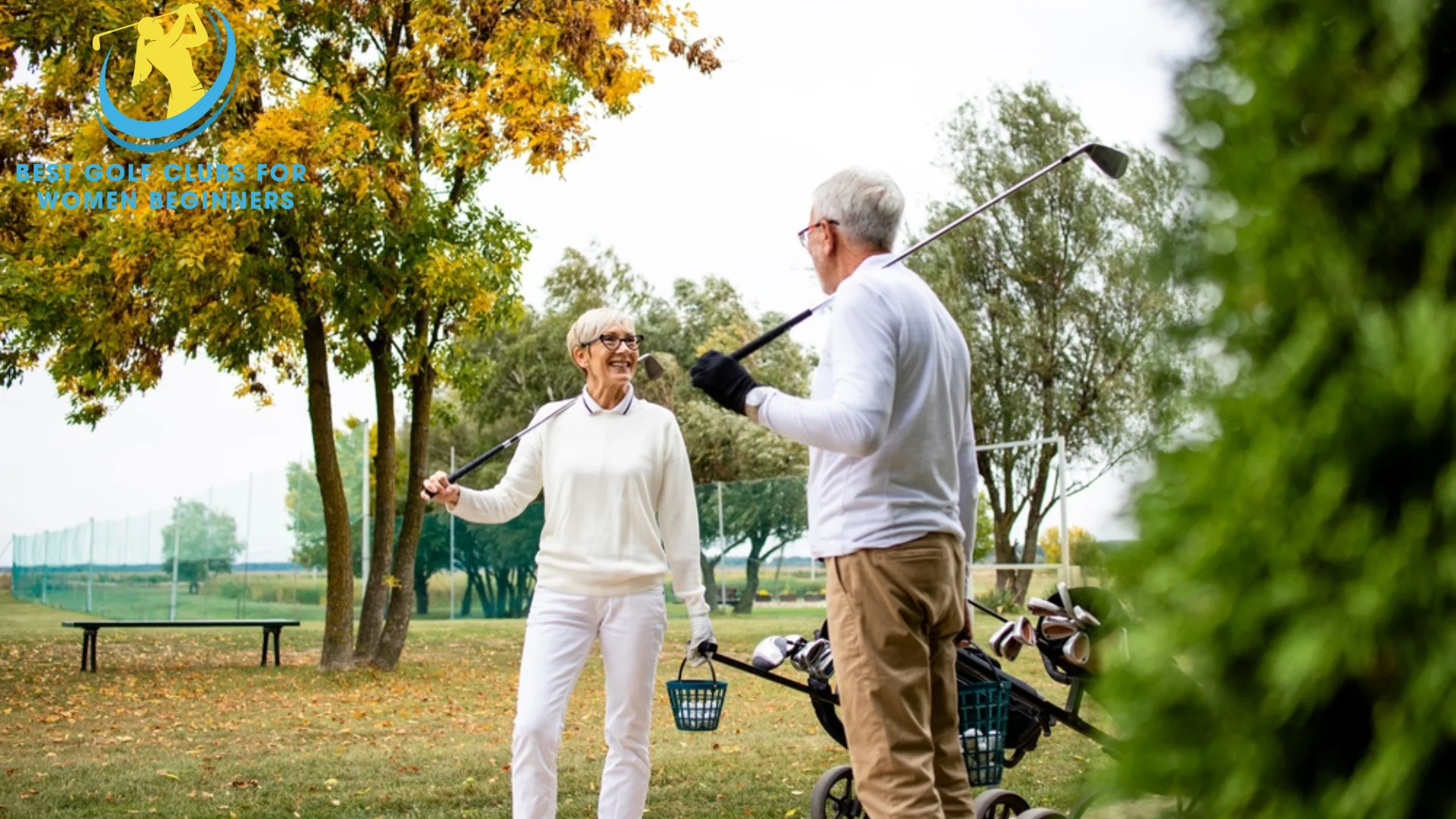 The golf clubs length of the two men and women standing next to each other in the image are different.